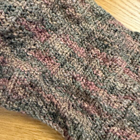 Handmade knitted infinity scarf neck gator pink green brown - Picture 8 of 11